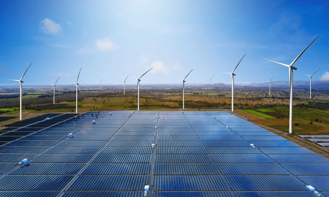 solar windmill drone photo